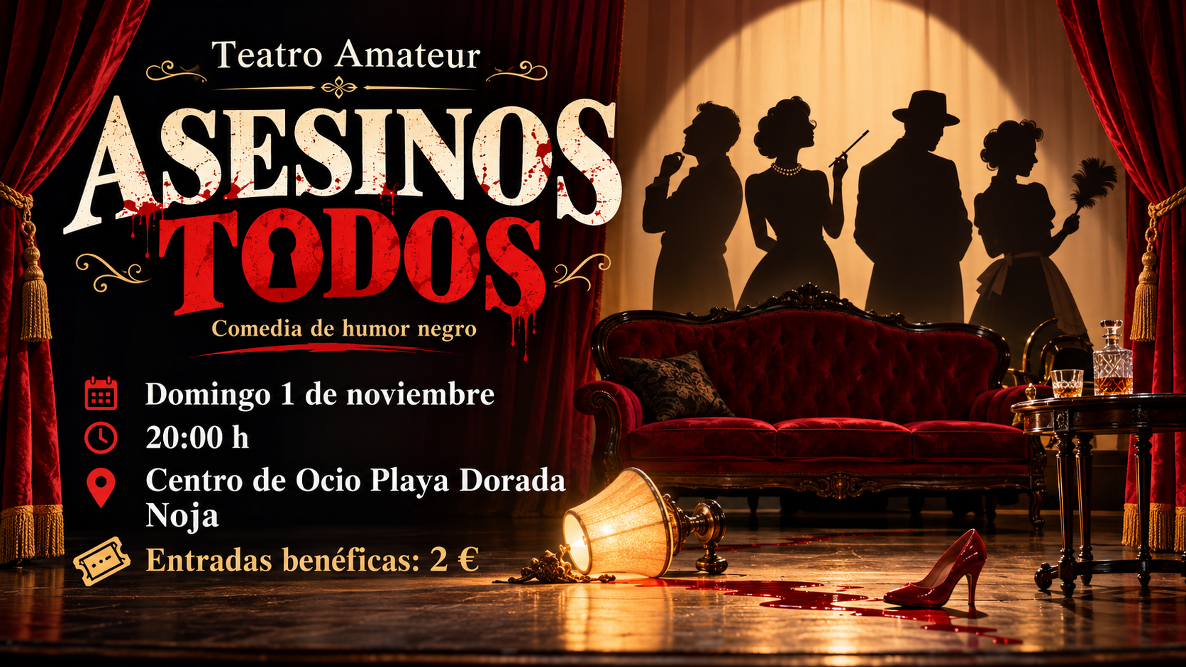 black comedy 'asesinos todos' to be performed at playa dorada leisure centre